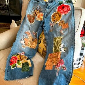 DIY Upcycled Vintage One of a Kind pair of jeans